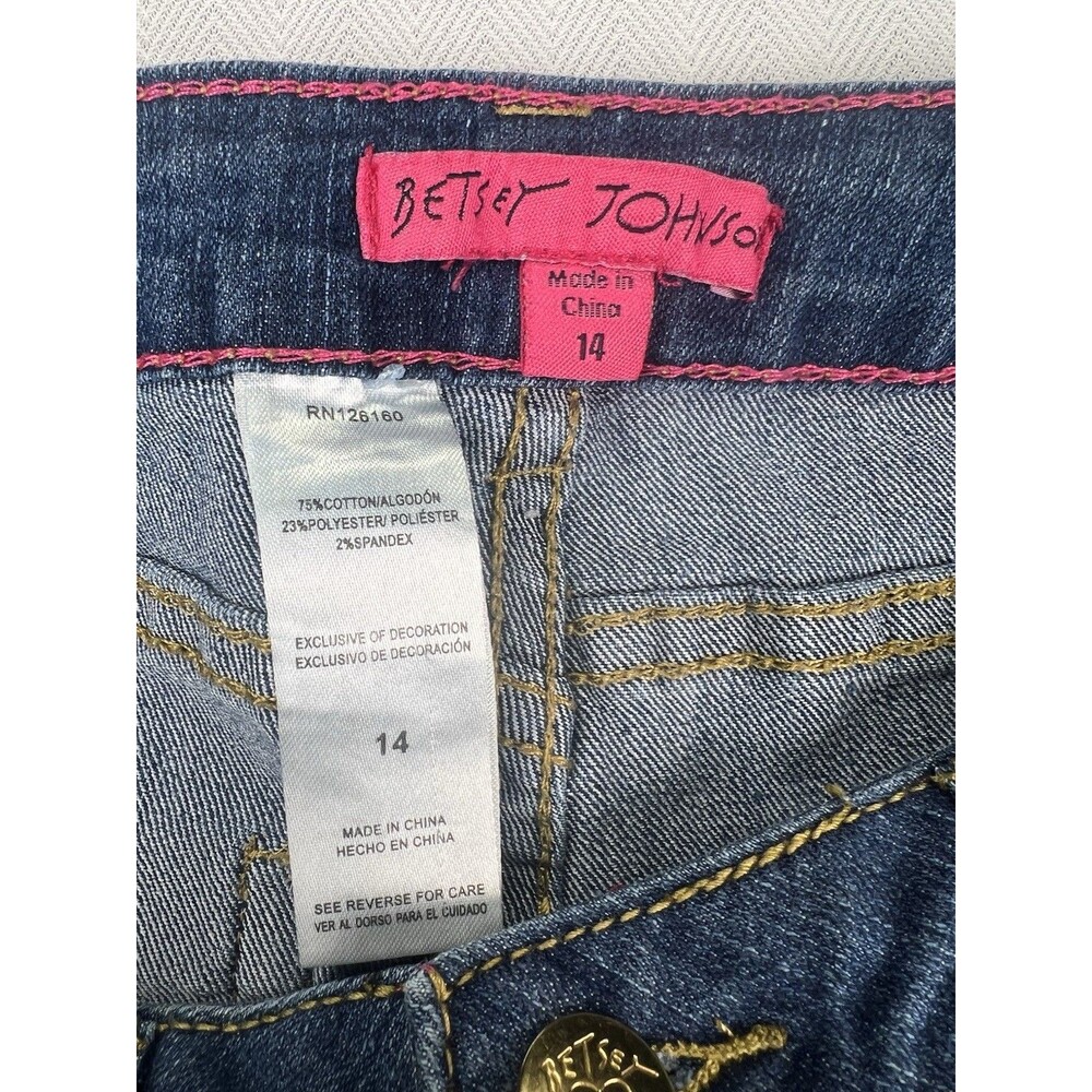 Betsey Johnson Embroidered Floral Skinny Jeans Distressed Women’s Size 14‎ - Picture 7 of 10